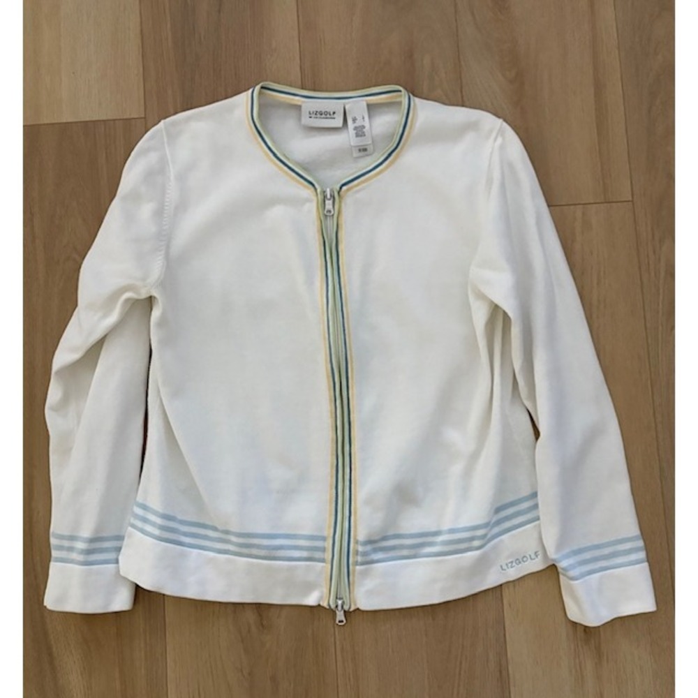 Y2K Lizgolf by Liz Claiborne White Zip Jacket Women's L Golfcore‎ Activewear